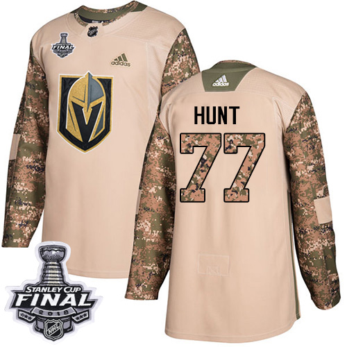 Adidas Golden Knights #77 Brad Hunt Camo Authentic Veterans Day 2018 Stanley Cup Final Stitched Youth NHL Jersey